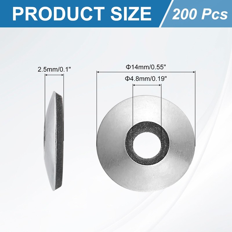 uxcell 200Pcs #10 x 1/2" Sealing Washers, 304 Stainless Steel