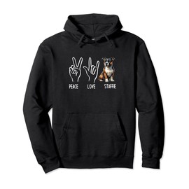 Piace Love Staffie Dog Staffordshire Bull Terrier Owner Pullover Hoodie