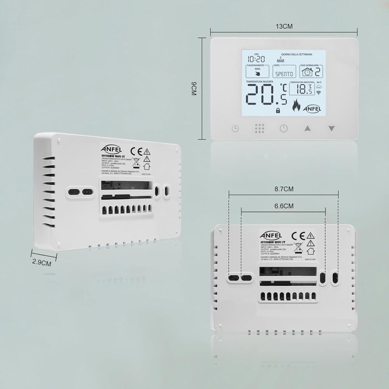 CRONOTERMOSTATO WIFI PROGRAMMABILE SMARTPHONE APP ALEXA TERMOSTATO CALDAIA DA PARETE