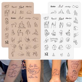 TgoBeauty Tiny Tattoo Practice Skin Silicone Sheet Heartwarming Family Themed Mother-Child Bond, Pregnancy, Father-Baby Art – Ideal for Tattoo Learners (Type E-White Pad-1pc)