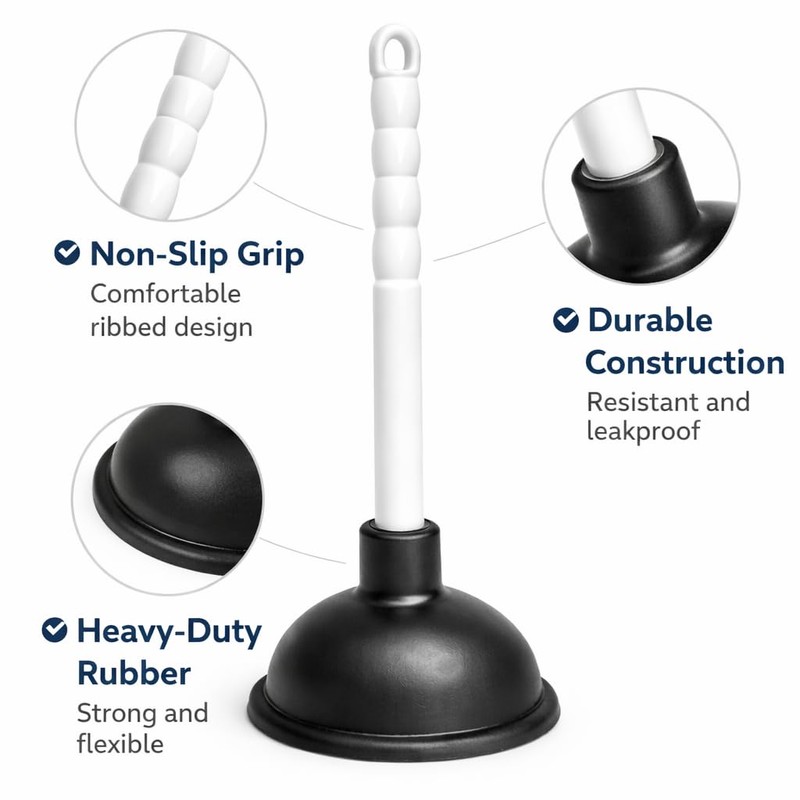 Gripzo Sink Plunger – 4 Inch Rubber Cup with 9