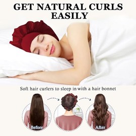 Gwabee Rizadores De Pelo Sin Calor Durante La Noche - Envoltura Suave De 70" Rizo De Cinta Con 9 Varillas Rizadoras, Diadema Para Rulos Largos Para Ca