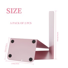 Metal Book Ends Book Ends Decorative Bookends Book Ends for Shelves Book Holder (Pink)