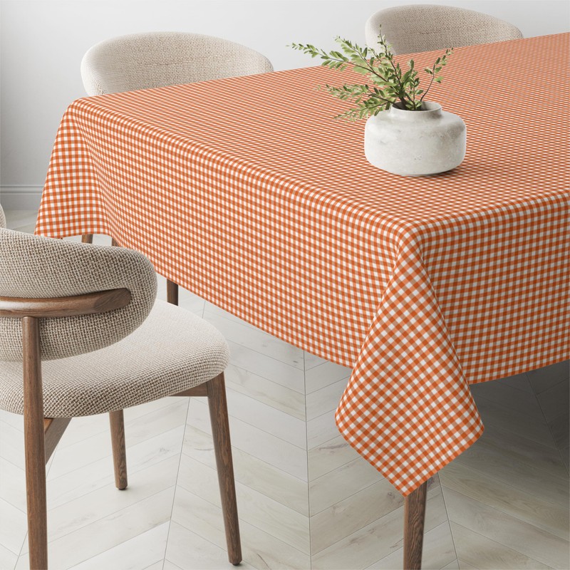 Martina Home Petit Vichy Orange 140 Round Tablecloth Teflon Confectioned