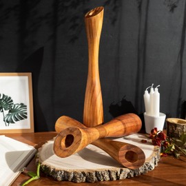 OLEEK Wooden Taper Candle Holders - Woods Taper Candle Holders for Table Centerpiece - Wood Candlestick Holders (9", 8", 6") Wooden Candlestick Holder for 7/8" candlesticks - Candlestick Holders Wood