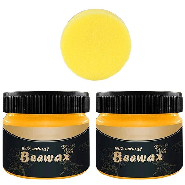 2PCS Beeswax Furniture Polish,Wood Seasoning Beewax - Traditional Beeswax Polish for Wood&Furniture,All-Purpose Beewax for Wood Cleaner and Polish Wipes - Non Toxic for Furniture to Beautify & Protect