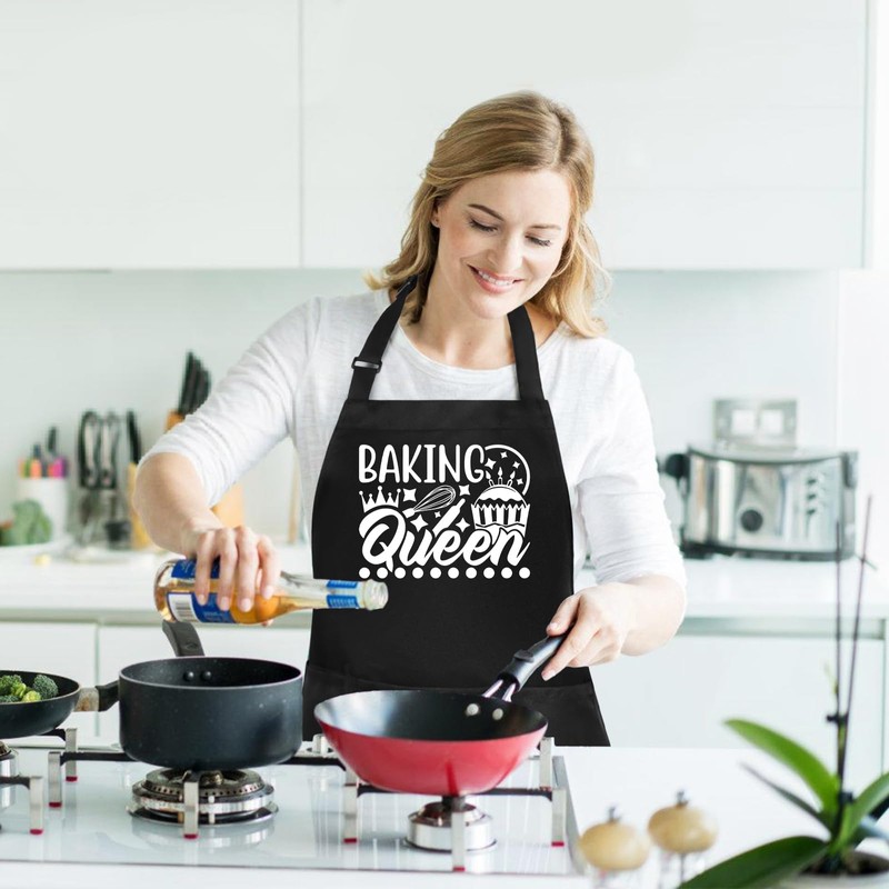 Jiusely Funny Baking Apron for Women, Baking Queen Cooking Apron