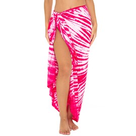 SHU-SHI Womens Sarong Pareo Cover Up Bathing suit Women Beach Wrap Long Pool Trip Resort Skirt, Fuchsia, One Size