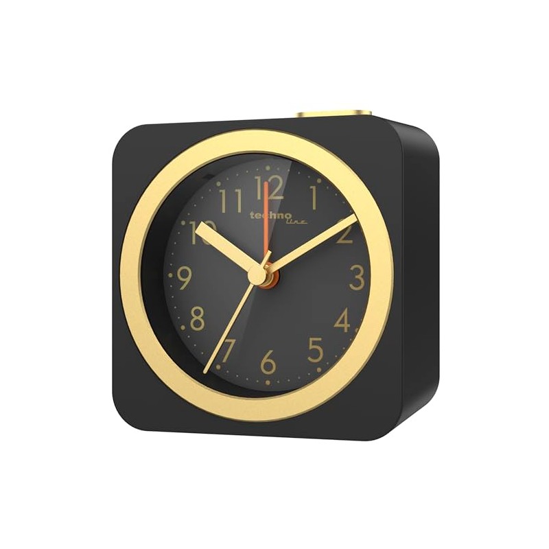 technoline Quarzwecker Modell C, analog, SCHL, Schwarz/Gold