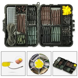 Premium Carp Fishing Rigs Set, 173-Piece Tackle Box Kit with Helicopter Rig