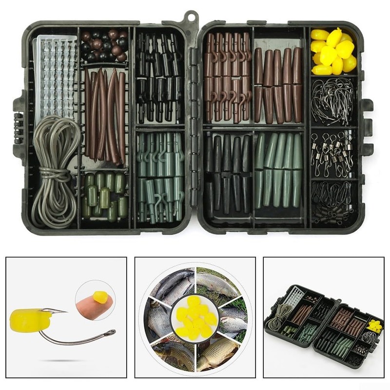 Premium Carp Fishing Rigs Set, 173-Piece Tackle Box Kit with