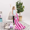 Posh Stuffable Bean Bag Chair, 200L-Large, Canvas Stripes Pink and