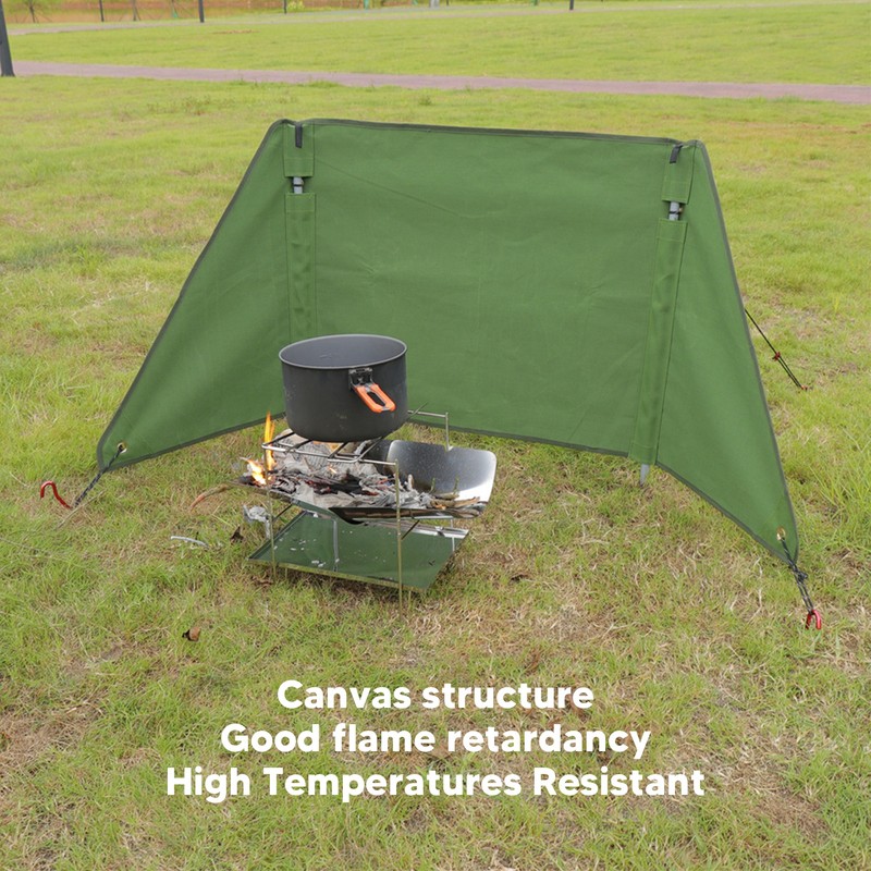 Outdoor Stove Windscreen Portable Canvas Camping Fire Windshield for Picnic