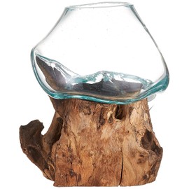 Cohasset Gifts 650-15A Cohasset Molten Sculpture, Approximately 6" Wide, Natural Wood and Recycled Glass