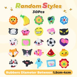 30Pcs Cute Animal Erasers for Kids Multipack Cartoon Rubbers, Mini Novelty Pencil Erasers for School, Party Bag Fillers, Classroom Rewards (Random Styles)