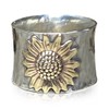 SWBRJ Blooming Sunflower Wide Band Ring for Women,Silver Big Large