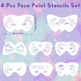 JOZMMZEOOA Pack of 8 eye tattoo stencils, stencils, children's make-up, face painting stencils, reusable face painting stencils, face paint stencils, painting shablon