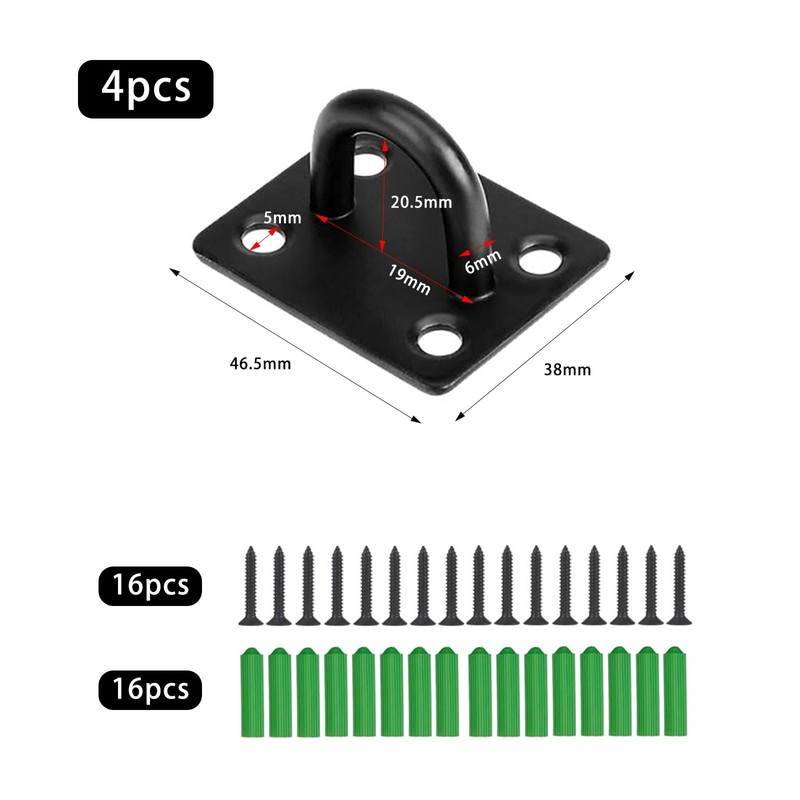 GisWell Pack of 4 Stainless Steel Eye Plates, Wall Eyelets,