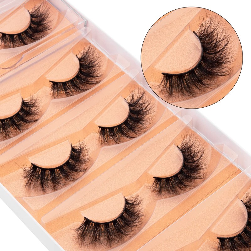DYSILK False Eyelashes Mink Lashes 5 Pairs 6D Lashes Faux