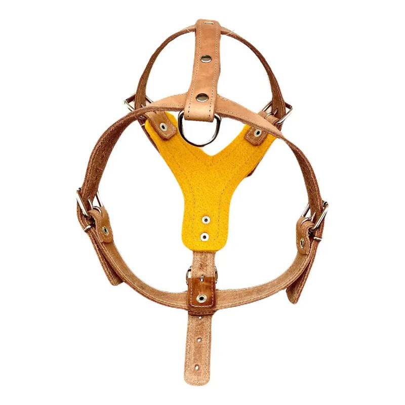 Pechera Ajustable Grande De Cuero C/fieltro