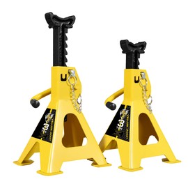 YELLOW JACKET Car Jack Stands 3 Ton with Double Locking and Large Foot Base for Lifting SUVS, Heavy Duty Steel, 6600 lb Capacity, 1 Pair, Yellow