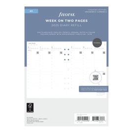 Filofax Calendar Diary Refill, A5 Size, Week-to-View with Appointments, Minimal Diary Pack, Vertical, White Paper, Multilingual: Five Languages, 2025 (C68593-25)