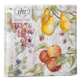 Boston International IHR - Servilletas de papel de 3 capas para otoño, otoño, Acción de Gracias, tamaño de cóctel de 20 unidades, frutas de campo, color crema