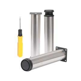 BQLZR Silver 50 x 250mm Cabinet Metal Legs Adjustable Stainless Steel Kitchen Table Desk Feet Pack of 4