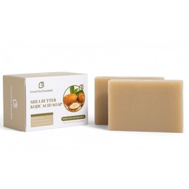 GreenVita Essentials Shea Butter Kojic Acid Soap-Skin and Body Brightening, Acne Fighting and Moisturizer (Pack of 2) 100g each