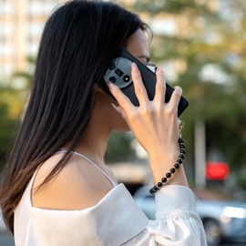 MORSUNBELA Universal Phone Chain Short Phone Chain Hand Wrist Strap Lanyard Cell Phone Charm Phone Women's Chain Beads Zebra Pink Phone Chain Bracelet