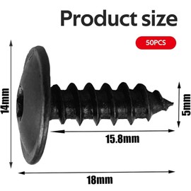 ANBOO M5 x 16mm Self Tapping Self Tapping Screws Metal Black 50pcs Stainless Steel Self Drilling Screws for Mudguard Bumper Grille Heavy Duty and Easy to Use
