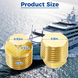 Boat Plugs 1/2" NPT Solid Brass Boat Garboard Drain Plug, Replacement for Bayliner Four Winns Glastron Larson Sea Ray Starcraft and Most Boat (Pack of 5)