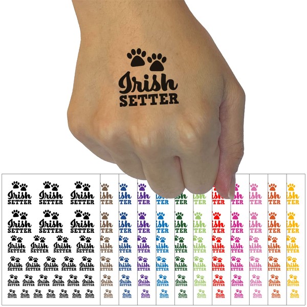 Irish Setter Dog Paw Prints Fun Text Temporary Tattoo Water