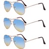3 Pairs Wholesale Aviator Sunglasses 2 Tone Blue Yellow Lens