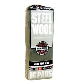 Steel Wool, 16 pad, Very Fine Grade #00, Rhodes American, Metal Polishing