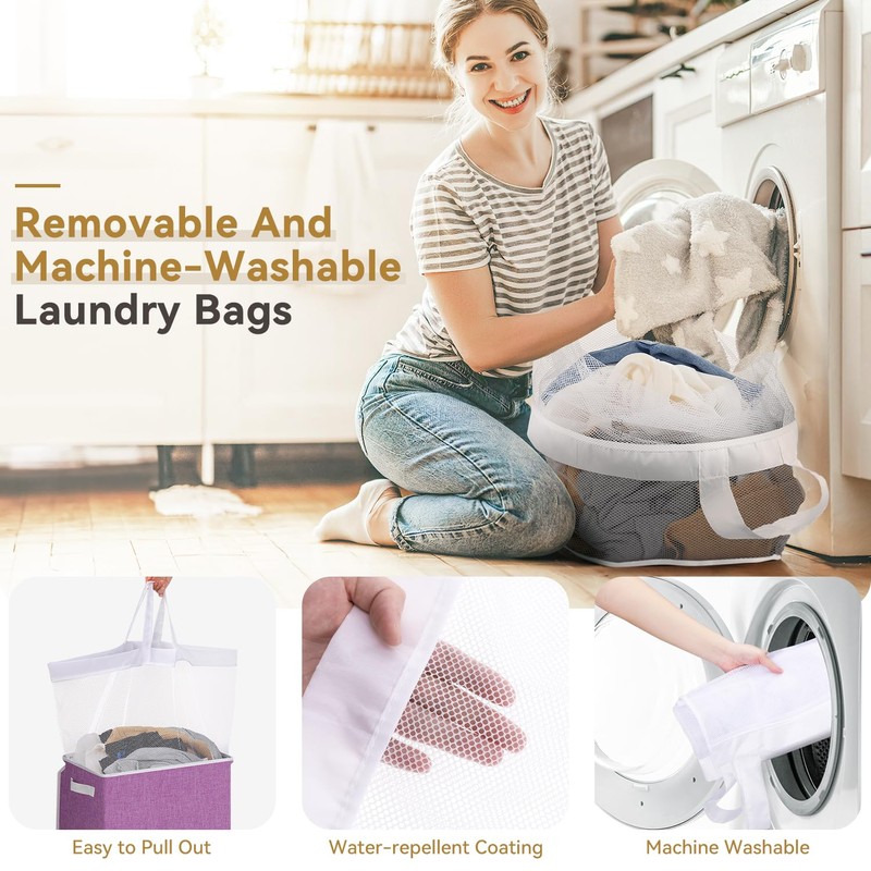 SOLEDI Laundry Hamper with Lid 100L Large & Tall Collapsible
