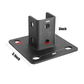Post Base 6 Pcs, 4 Holes Square Mount for 1-5/8” Single Strut Channel,Heavy Duty Black Powder-Coated Fence Post Base - Corner Orientation - 5.1" x 5.1" Base
