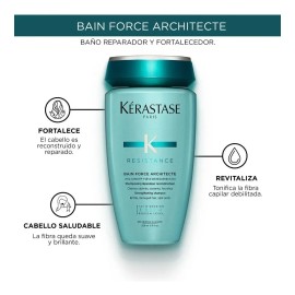 Kit tratamiento para cabello dañado y debilitado restauración de la fibra capilar Kérastase force architecte bain 250 Ml y masque 200 Ml