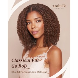Arabella 5x6 Chocolate Brown Deep Curly Bob Wig Human Hair 210% Density Wear and Go Glueless Wigs Human Hair 4# Brown Bob Wig Lace Front Wigs Pre Cut Lace Pre Bleached Knots(14inch, 5x6 DC Glueless)