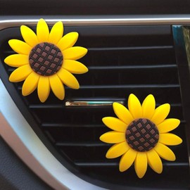 2 Pieces Sunflower Car Accessories Cute Car Air Freshener Sunflower Air Vent Clips Sunflowers Gift Decorations Girasoles Car Clip Interior Air Vent Decor