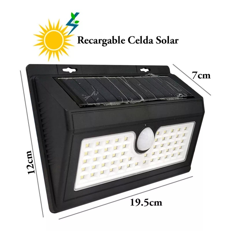 Sunled Lampara Reflector 40 Led Solar Sensor De Movimiento Recarga