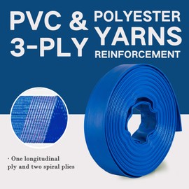 Eastrans 2 in x 100 ft Pool Backwash Hose Kit with Male NPT Adapter,Heavy Duty Discharge Pump Hose for Swimming Pool,Reinforced Pool Drain Hose with 2 Clamps and Thread Seal Tape,6 Bar