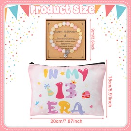 ViEinkaufen 13th Birthday Gifts for Girls,Birthday Presents for 13 Year Old Girls,Makeup Bag Socks Bracelet, Age 13 Teenager Gifts for Daughter Niece Granddaughter Sisters Friends