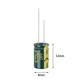 PENGLIN 20pcs Electrolytic Capacitors Aluminum Electrolytic Capacitors 16V 470UF 105℃ 8x12mm High Frequency Low Resistance Long Life (16V 470μF)