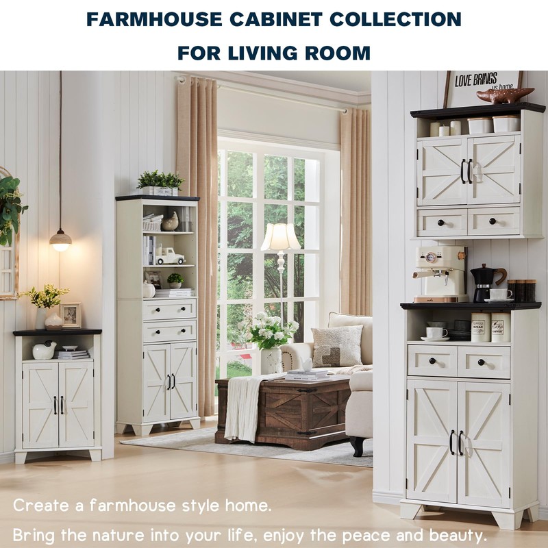 ACCOHOHO Corner Bathroom Cabinet, Farmhouse Small Corner Cabinet with Barn