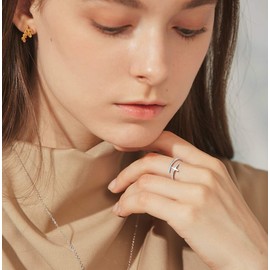 Silver Ring for Women Adjustable Christian Ring 925 Sterling Silver Sideways Cross Rings