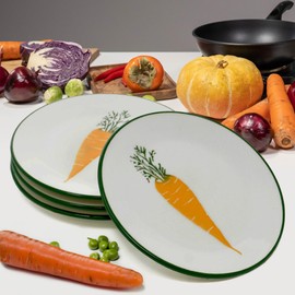 Lashuma Colourful Ceramic Plate, Small, Serving Plate Set for 4 People, Dessert Plate, Diameter 15 cm, Vegetables
