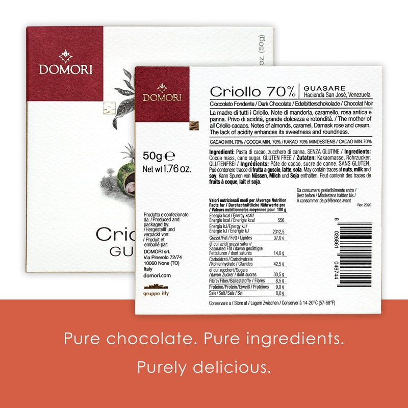 Domori Guasare 70% Dark Chocolate 3 Pack - Italian Chocolate