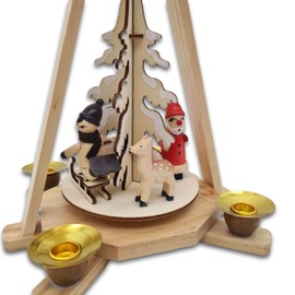 Wichtelstube-Kollektion Real Wood Pyramid Christmas, Handmade Traditional Christmas Decoration Wood Classic Detailed Christmas Pyramid Wood with Kurrende Ore Mountains