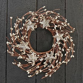 Platinum Silver Star Pip Candle Ring | 2 Pc Set | 6.5 with 3.5 Center | Pip Berry Christmas Candle Ring Wreath